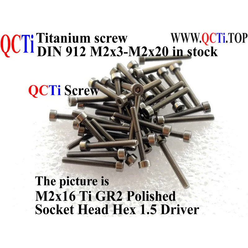 DIN 912 M2 Titanium screw M2x3 M2x4 M2x5 M2x6 M2x7 M2x8 M2x9 M2x10 M2x12 M2x14 M2x15 M2x16 M2x20 soc