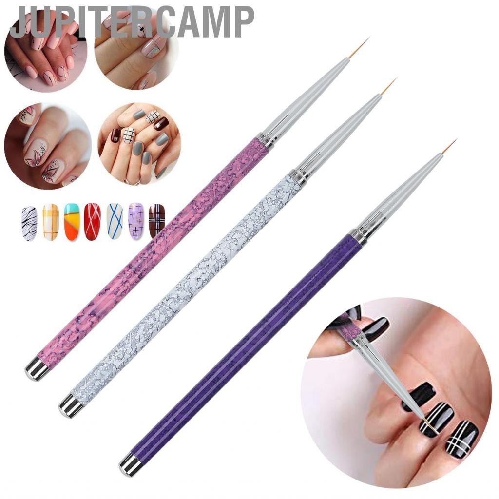 JUPITERCAMP 3 ชิ้น Nail Art Liner แปรงจิตรกรรมวาดชุดแปรงออกแบบ Marbling WTD