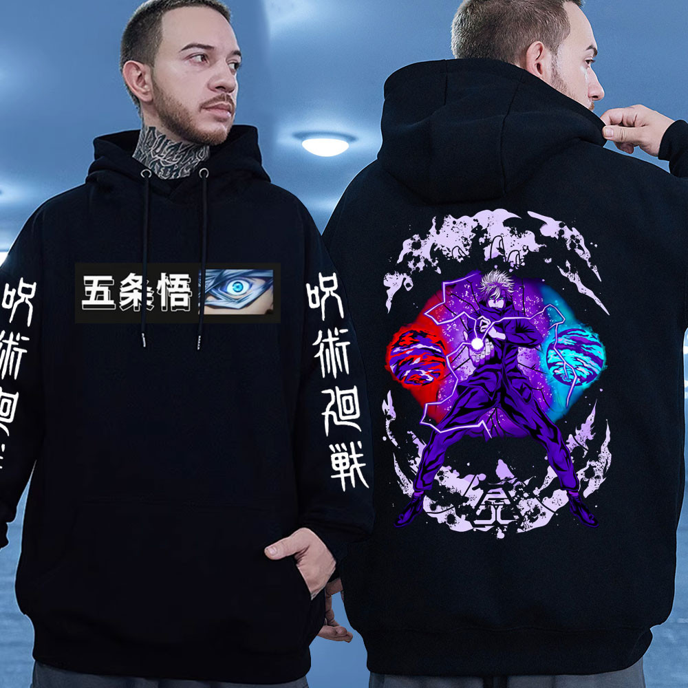 Jujutsu Kaisen Satoru Gojo อะนิเมะ Hoodie Cool Manga Gojo แฟนเสื้อสําหรับชายแขนยาว