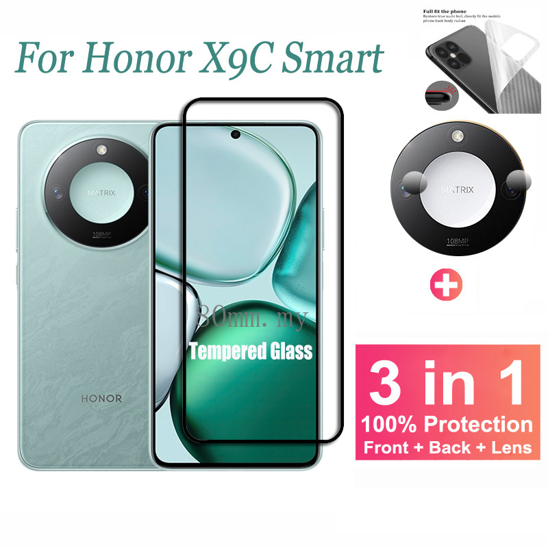 3 ใน 1 ฟิล์มกระจก Honor X9C Smart ฟิล์มกันรอยหน้าจอ สําหรับ Honor X9C Smart X9A X9B X8A X8B X8 X7A X7B X7C X7 X6A X6B X6 5G ฟิล์มกระจก & ฟิล์มกล้อง & ฟิล์มหลัง