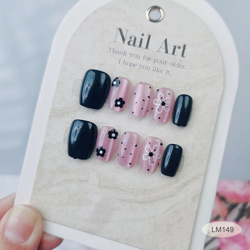 10ชิ้นแมวตาที่ทําด้วยมือกดบนเล็บเงาเล็บปลอมที่มีวุ้นสติกเกอร์ อืม149
