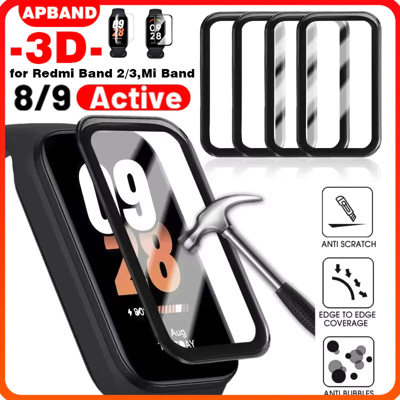 ฟิล์มแก้วนุ่ม / 3D for Xiaomi Mi Band 9 Active 8 Active / Redmi Band 3/2 Smart Band ป้องกันหน้าจอป้องกัน Gores