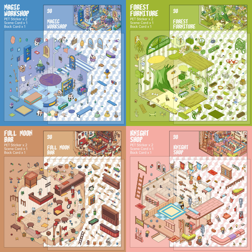 Idako 3D Sticker Miniature [Fantasy Country Series] 3D สามมิติสติกเกอร์ภูมิทัศน์น่ารัก DIY Handmade Miniature ฉากสติกเกอร์ตกแต่ง SS266