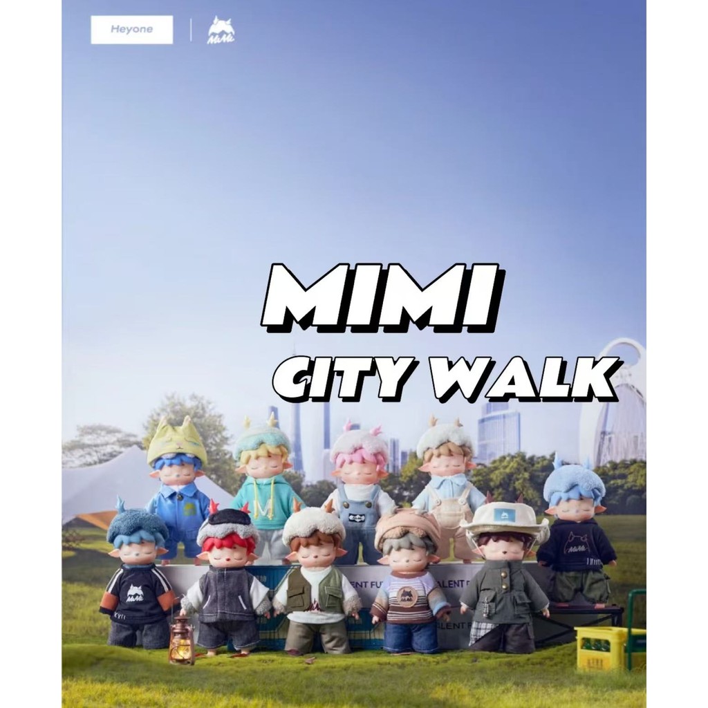 HEYONE MIMI city walk Series ของเล่นตุ๊กตาไวนิลกล่องลึกลับตุ๊กตาตกแต่งจี้รูปของขวัญ