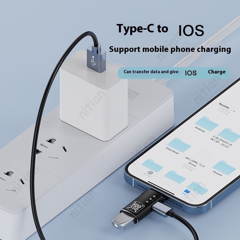 อะแดปเตอร์ OTG 2-in-1 Type C เป็น IOS อะแดปเตอร์แปลง OTG สําหรับตัวแปลงการชาร์จและถ่ายโอนข้อมูล