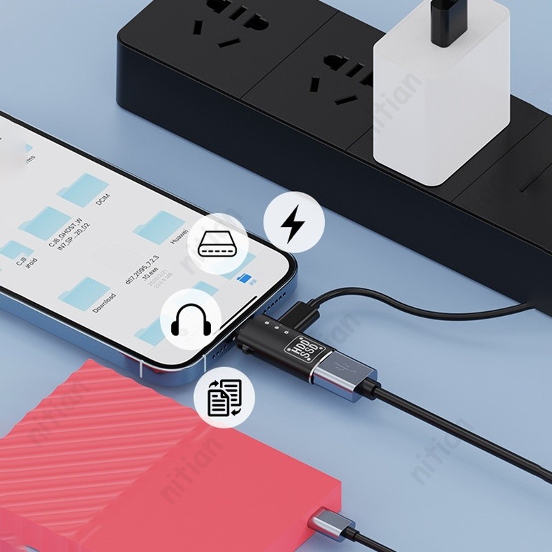 อะแดปเตอร์ OTG 2-in-1 Type C เป็น IOS อะแดปเตอร์แปลง OTG สําหรับตัวแปลงการชาร์จและถ่ายโอนข้อมูล