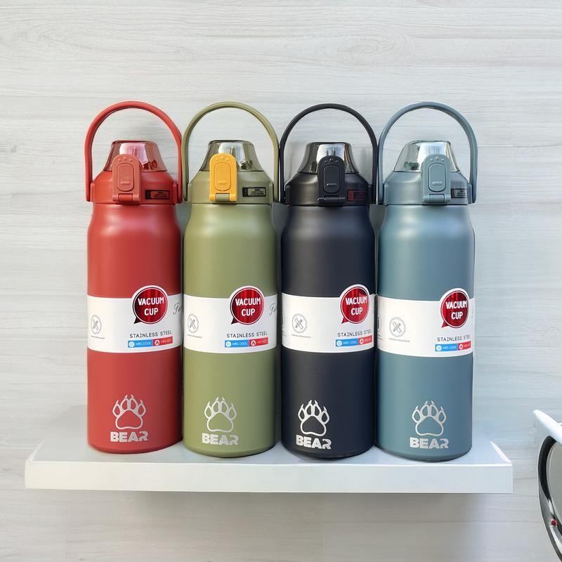 ขวดน้ํา Bear&miyuki ดีไซน์หมี ความจุ 1.7L (60Oz) มาพร้อมแผ่นกันลื่นด้านล่าง ผลิตจากสแตนเลส 316 เหมาะสําหรับน้ําเย็น