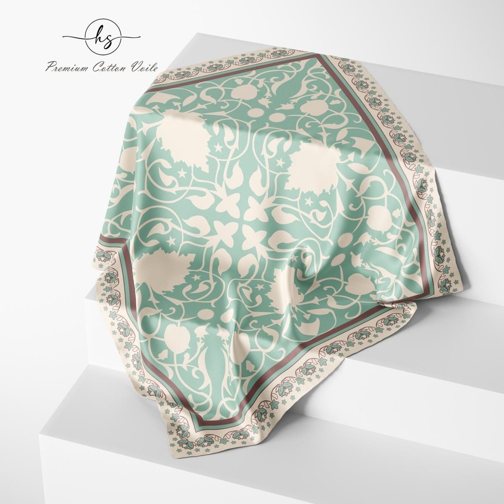 HARMONY MI Tudung Bawal Cotton Voile PREMIUM Square Hijab พิมพ์ B45+