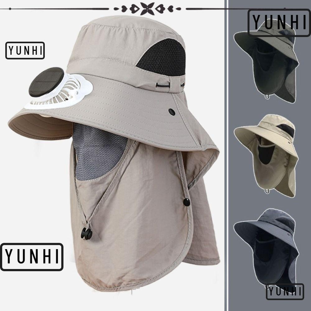 YUNHI หมวกบังแดด, UPF50+ ฝาครอบพัดลมทนความร้อน, แฟชั่น UV ทนหมวกผู้ชายที่ถอดออกได้ผู้ชายผู้หญิง