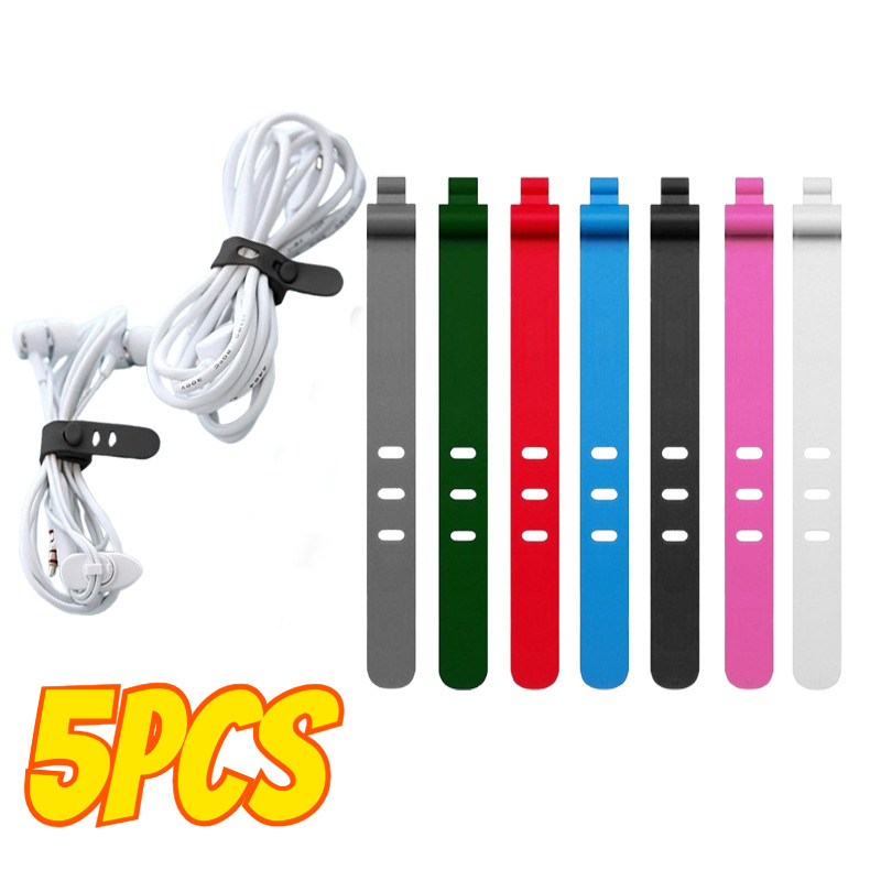 1/5 ชิ้นซิลิโคนสาย Winder Organizer คลิป - สีสุ่มข้อมูล Line Bobbin Winder สายรัด