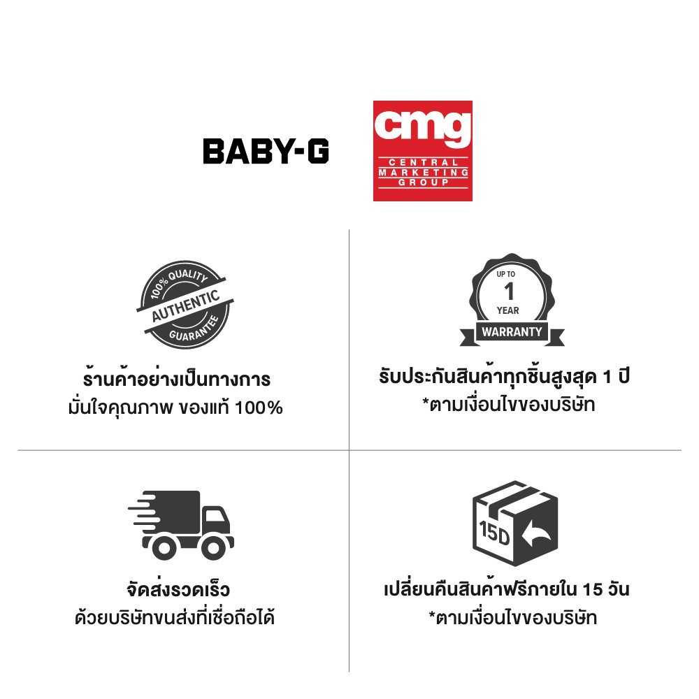 CASIO นาฬิกาข้อมือผู้หญิง BABY-G รุ่น BA-130-1A4DR วัสดุเรซิ่น สีดำ