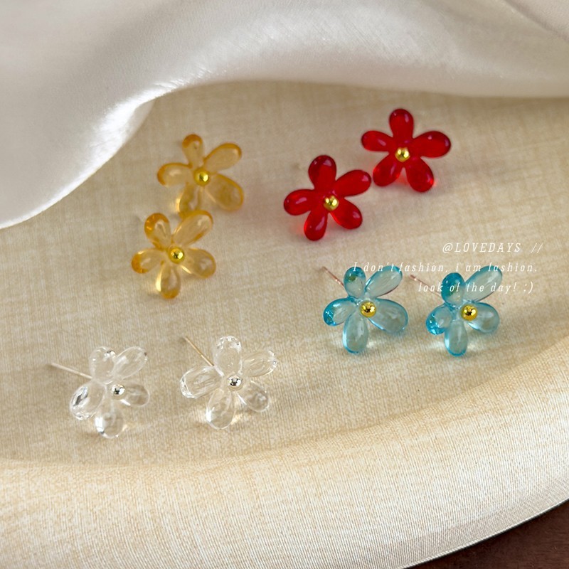 ต่างหูดอกไม้สีสันสดใสออกแบบต่างหูอีพ็อกซี่แฟชั่น
