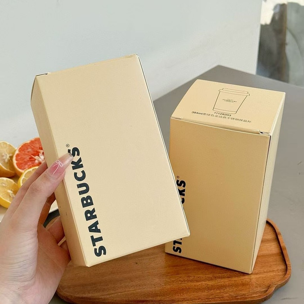 Starbucks Cup Peanuts ร่วมแบรนด์ 384ml ถ้วยกาแฟทองสีเขียวเข้ม ถ้วยเก็บความร้อนสแตนเลส ถ้วยน้ําในรถยนต์ - รูปที่ 6