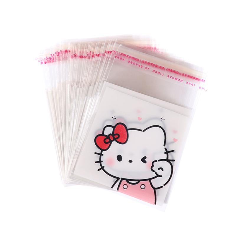 AN.MART 100 ชิ้นน่ารัก Hello Kitty Pochacco โปร่งใส Ziplock กระเป๋ากันน้ํา Candy บิสกิต Self Sealing