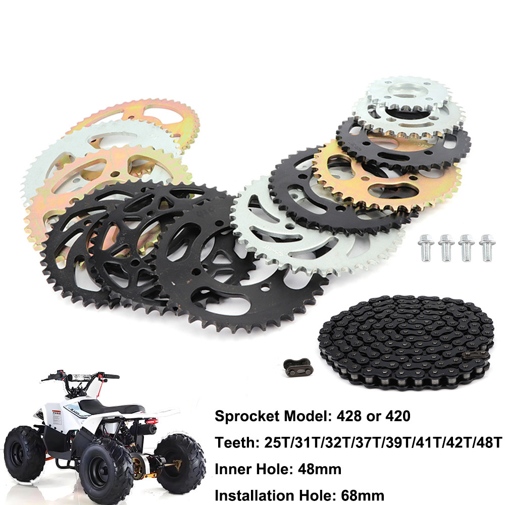 420/428 โซ่เฟืองหลัง 48 มม.-68 มม.Fit สําหรับ 50cc 70cc 90cc 110cc 125cc ATV Go Kart Buggy Quad Dirt