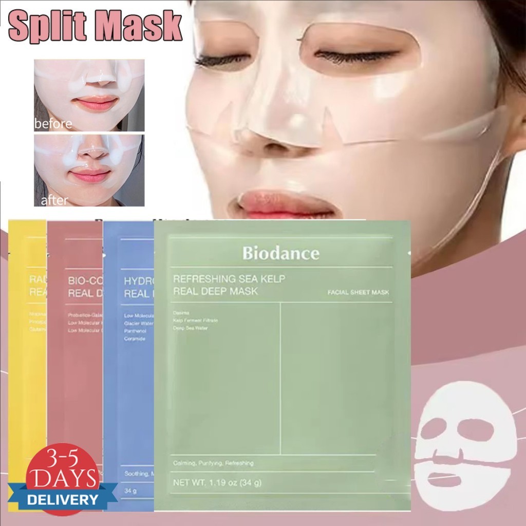[3-5 วันมาถึง]Face Contouring Collagen Mask Kit - Split Design for Full Coverage, ตัวเลือก 4 สีพร้อมประโยชน์ที่แตกต่างกัน (Moisture/Firmness/Brightness/Detox)