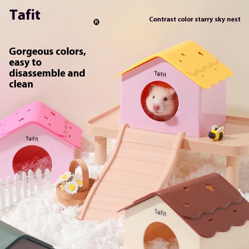 รังหนูแฮมสเตอร์แบบซ่อนสีบล็อก รังหนูแฮมสเตอร์โปร่งใส