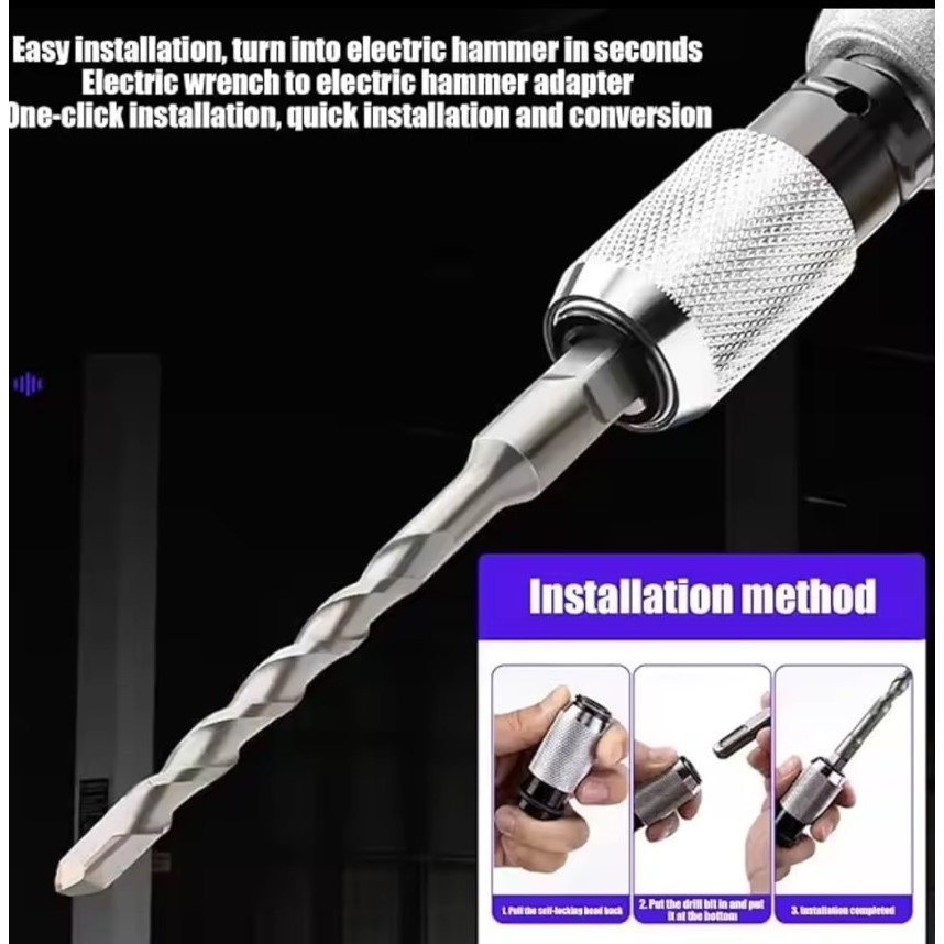 อแดปเตอร์ ตัวแปลง ข้อต่อ บล็อกลม หัวแปลงบล็อกลม1/2 เป็นตัวต่อโรตารี่ ใส่ ดอกสว่าน ดอกเจาะ บล็อก ดอกเจาะปูน สว่านโรตารี่ - รูปที่ 4