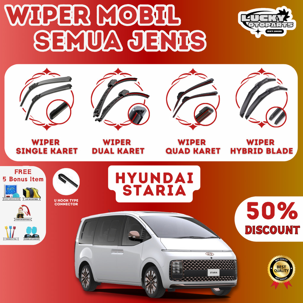 ที่ปัดน้ําฝนรถยนต์ - Hyundai Staria - Frameless Soft Dual Quad Hybrid Blade คู่ 1 ชุดซ้ายขวา Anti-Sc