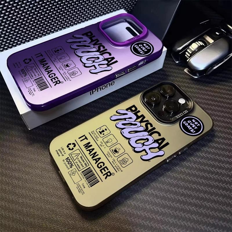 เคสโทรศัพท์พร้อมปุ่มโลหะสำหรับ IPhone 15 14 Plus 13 แมวน่ารัก ป้องกันกล้อง PC 12 11 Pro XS Max X XR ฝาครอบกันกระแทก
