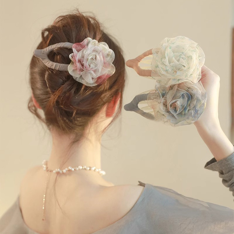 ตาข่ายขนาดใหญ่ Rose Duckbill คลิปกิ๊บหญิงกลับหัวผมคลิปฉลามผ้าโพกศีรษะ