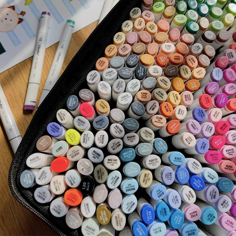 Ohuhu Double-Headed Alcohol Marker หนาบาง Hard-Headed Soft-Headed 320 สีนักเรียนศิลปะก่อนวัยเรียนครู