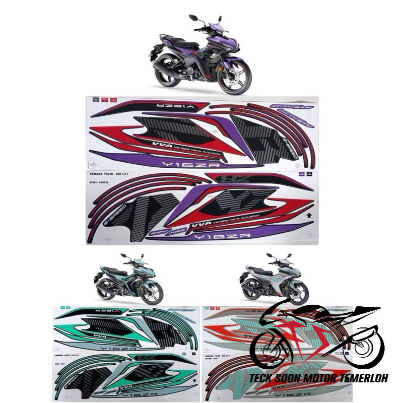 (STRIPE) Y16ZR BODY COVER STICKER STRIPE COVER SET Y16ZR V2 ABS (3) GREY BLUE PURPLE Y16ZR 2024