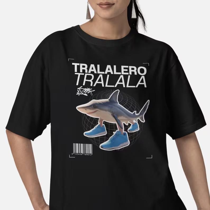 Tarralero Tralala T เสื้อตลก Shark Meme Tee อิตาลี Brainrot Meme เสื้อยืดผ้าฝ้าย Meme เสื้อผู้หญิงผู