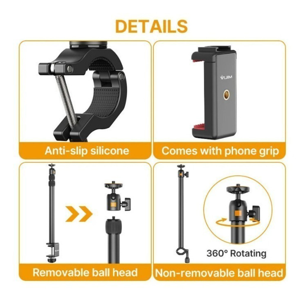 Ulanzi Vijim LS02 ขาตั้งกล้องแบบหนีบโต๊ะ แขนจับปรับ 360° สูง 105 ซม. ใช้ Live Stream ประชุมออนไลน์