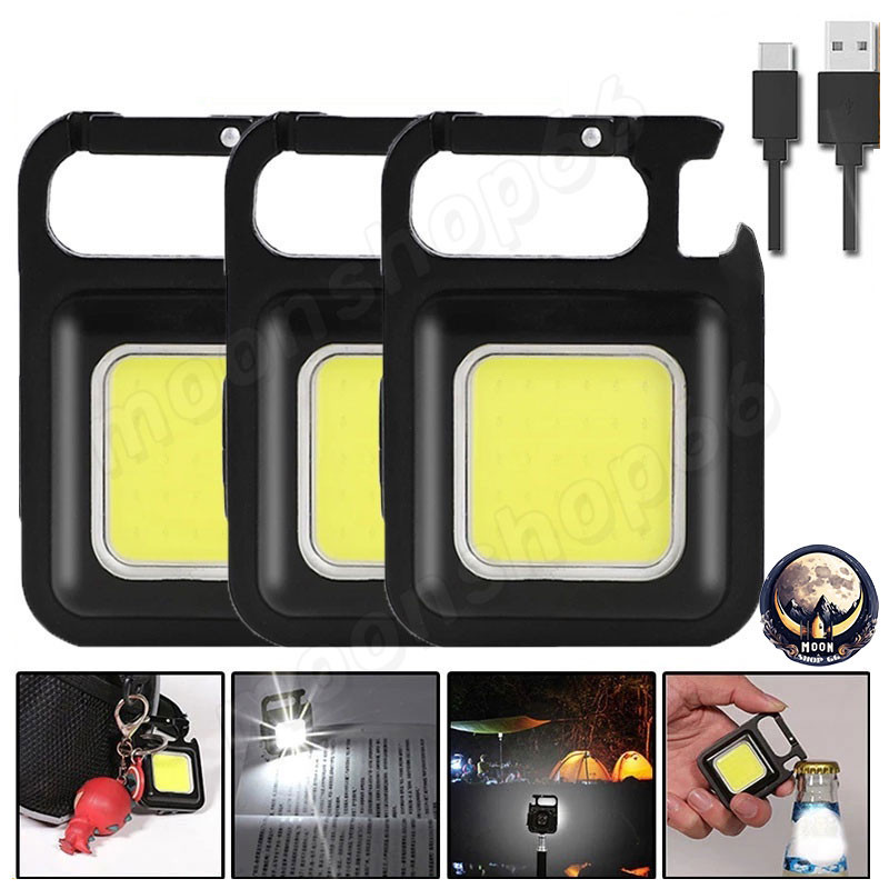 [พร้อมส่ง] พวงกุญแจไฟฉายฉุกเฉิน LED COB ขนาดพกพา ชาร์จ USB สําหรับตั้งแคมป์กลางแจ้ง