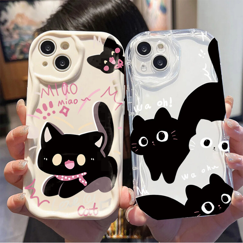 แมวตลกสําหรับ Huawei Honor 90 Lite Nova 11 10 9 7 SE 5T P30 Pro P40 Pro Mate 30 40 Pro โทรศัพท์มือถือกรณีน่ารัก Scare the Cat Clear Wave ด้านข้างซิลิโคนฝาครอบ