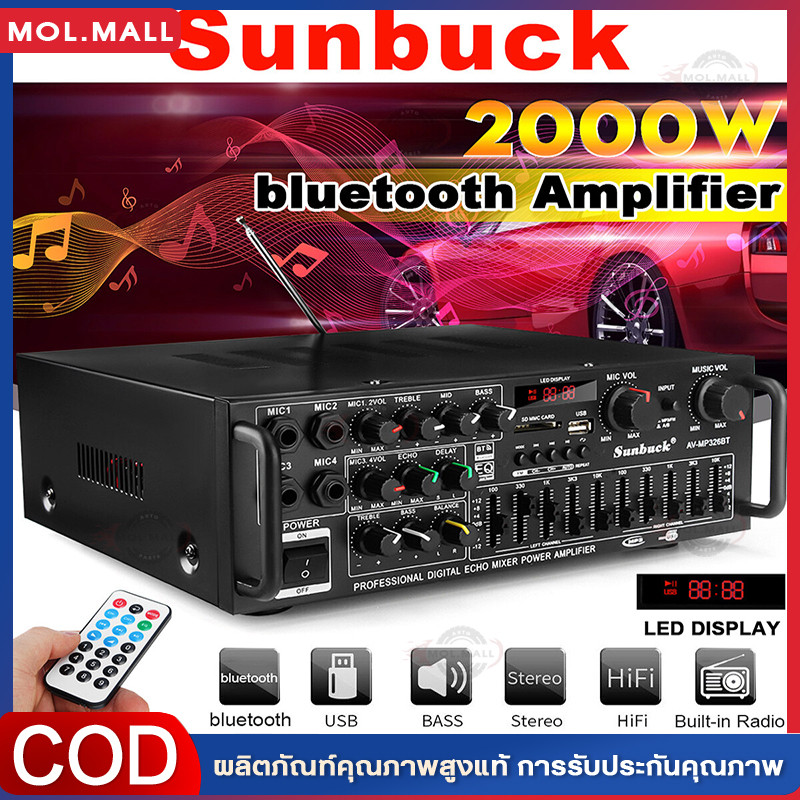 ขายร้อนบลูทูธ 2.0 ช่อง 5000W โฮมเธียเตอร์ HiFi เครื่องขยายเสียง 326BT 12 V/220 V AV Amp ลำโพงรีโมทคอนโทรลสำหรับรถบ้าน