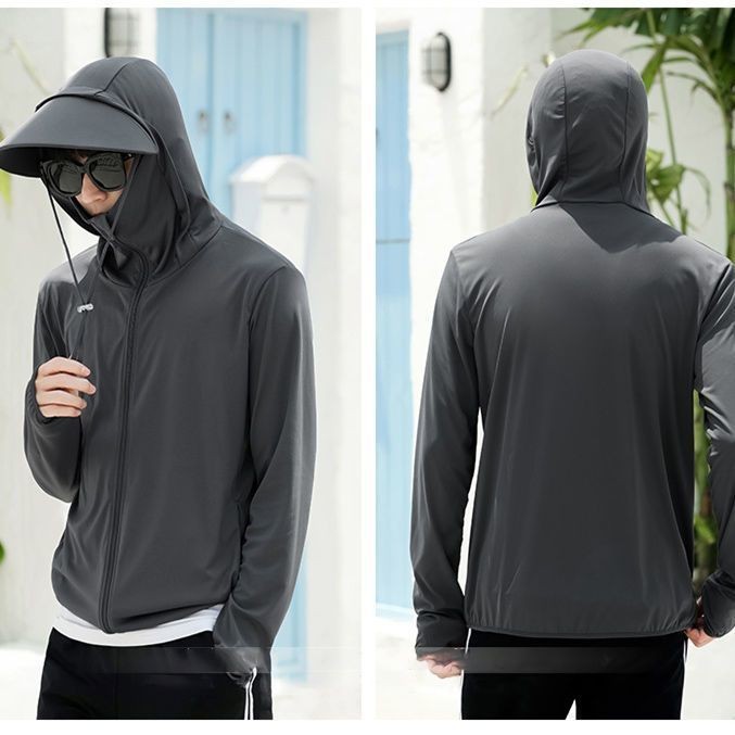 เสื้อแจ็กเก็ตกันแดด UPF50+ มีฮู้ด ระบายอากาศดี ป้องกันรังสียูวี สำหรับผู้ชาย - รูปที่ 4