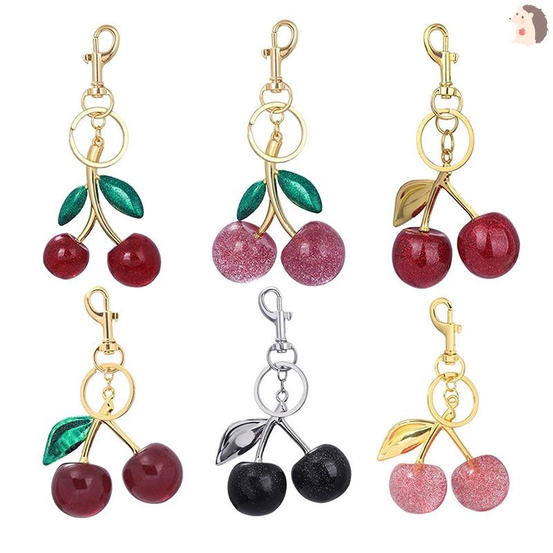 [IN] แฟชั่น 3D คริสตัลสีแดงเชอร์รี่พวงกุญแจฤดูร้อนผลไม้ Cherries จี้พวงกุญแจสําหรับกระเป๋าสตรีอุปกรณ์เสริมของขวัญ TH