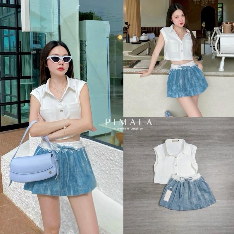 (พร้อมส่ง) Pimala142 ชุดเซตน่ารักๆ ชุดใส่ไปเที่ยวห้าง งานป้าย Pimala142