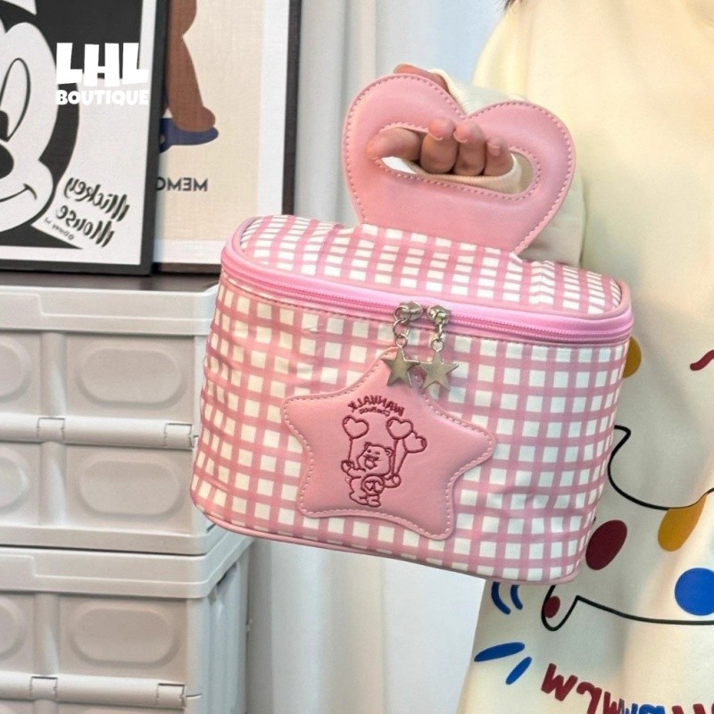 LHL BOUTIQUE การ์ตูนกระเป๋าเครื่องสำอางแบบพกพาใหม่แบบพกพาความจุขนาดใหญ่ถุงเก็บห้องน้ำ