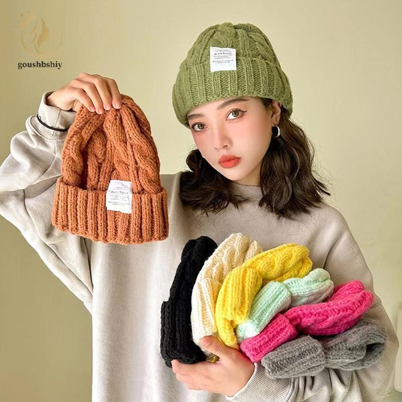 [GOY] ฤดูหนาวผู้หญิงถักหมวกอบอุ่นคู่เลดี้ด้ายถักหมวก Chapeau Bonnet TH