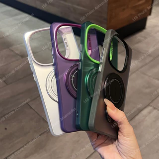 เคส IQOO 13 15 15R เคสโทรศัพท์กันกระแทกพร้อมที่วางโทรศัพท์แม่เหล็กเคลือบแข็งเคสโทรศัพท์ป้องกันลายนิ้วมือถุงลมนิรภัยสีสันสดใสเคส IMD ชุบ
