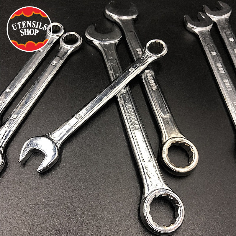 UTENSILS ประแจแหวนข้างปากตาย แยกเบอร์ 6-24mm. ราคาต่อ 1 ชิ้น ใช้ ขัน คลายน็อต สกรู ลูกบล็อค ประแจปากตาย ประแจแหวน ประแจ