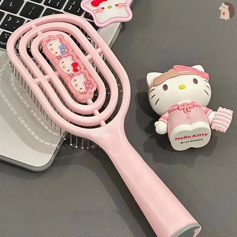 [IN] Kawaii Hello Kitty Kuromi Cinnamoroll หวีกลวงนวดหวีถุงลมนิรภัยด้ามยาวหวีสําหรับสาวของขวัญวันเกิด TH