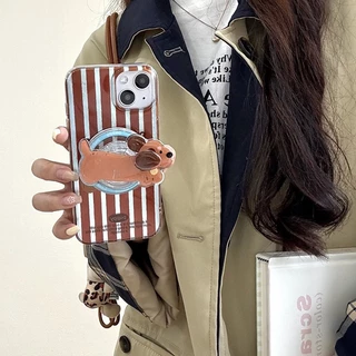 Huiwanju การ์ตูนลายดัชชุนเหมาะสําหรับ iphone16promax เคสโทรศัพท์มือถือ apple 13 ใหม่ 15promax วงเล็บดูดแม่เหล็ก 14 ผู้หญิง 11 สร้างสรรค์ 16 ป้องกันการตก