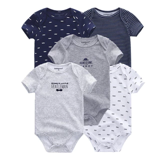 Kiddiezoom 5 ชิ้นแฟชั่นทารกแรกเกิดการ์ตูนแขนสั้นเด็กทารกชุดบอดี้สูทนุ่มผ้าฝ้าย 100% ทารก Onesies