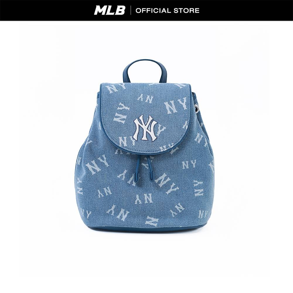 MLB กระเป๋าเป้ ยูนิเซ็กส์ Denim Random Monogram รุ่น 3ABKS044N 50INS สีน้ำเงิน