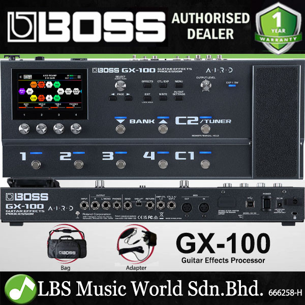 Boss GX-100 Guitar Multi Effects Pedal พร้อมอินเทอร์เฟซเสียงหน้าจอสัมผัสและกระเป๋า (GX100 GX 100)