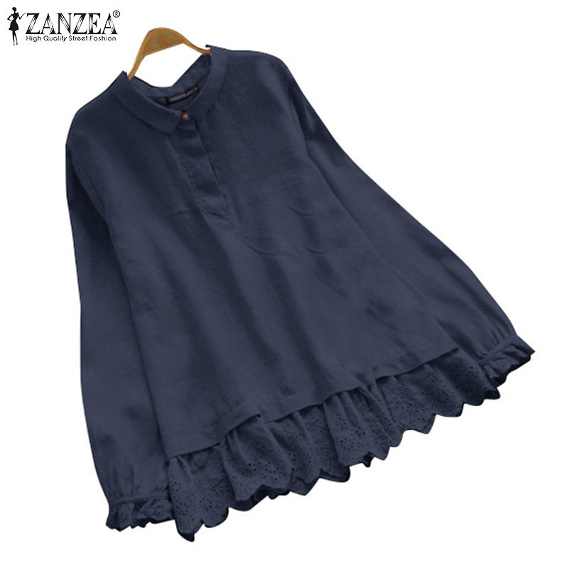 Zanzea เสื้อเชิ้ตแขนโคมไฟปกลําลองสไตล์เกาหลีสําหรับผู้หญิง