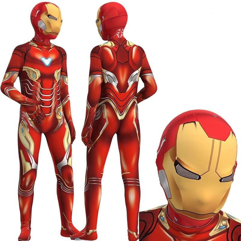 Uhome Iron Man ผู้ใหญ่เด็ก Endgame ชุดซูเปอร์ฮีโร่ Iron Man บทบาทเล่น Jumpsuit ฮาโลวีนเครื่องแต่งกาย