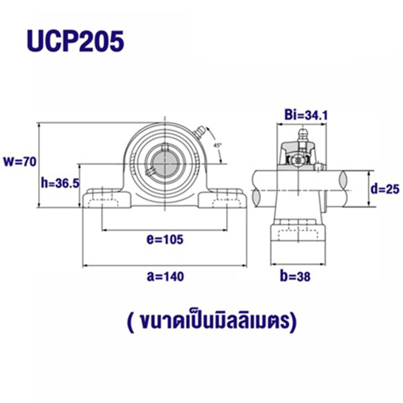 ตลับลูกปืนตุ๊กตา Pillow Block Ball Bearing UCP205 UCP206 UCP208  ตุ๊กตาลูกปืน ลูกปืนตุ๊กตา - รูปที่ 4