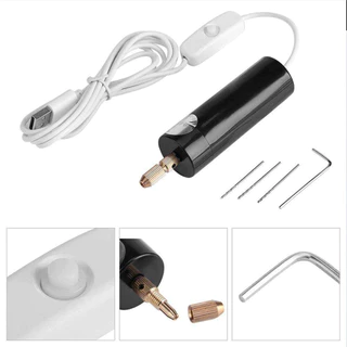 สว่านไฟฟ้าขนาดเล็กพกพาขนาดเล็กสว่านมือถือ Micro USB พร้อม 3pc Bits DC 5V สว่านสว่านไฟฟ้าขนาดเล็กสว