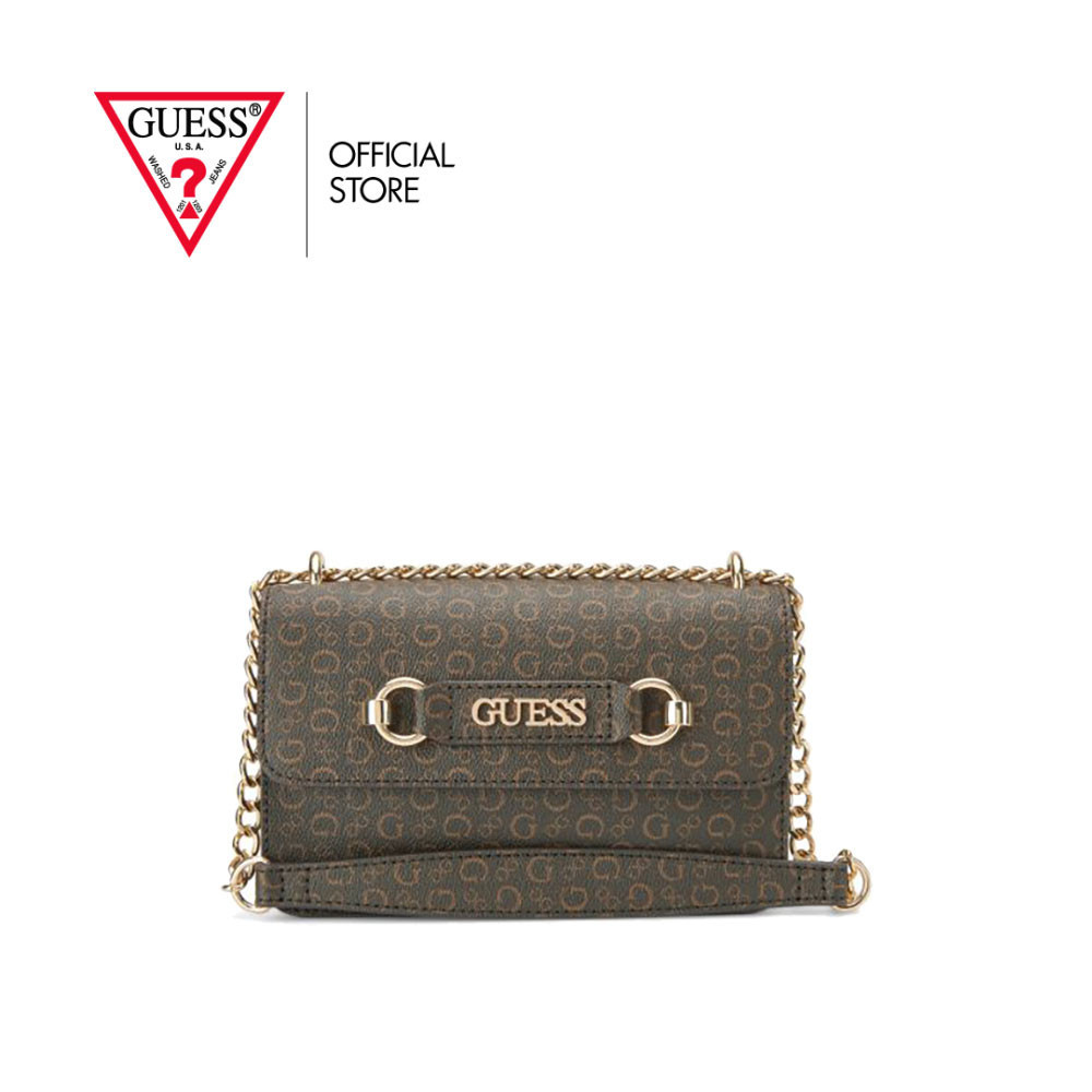 GUESS กระเป๋า รุ่น SG940576 FIDDLEWOOD MINI CROSSBODY FLAP BROWN สีน้ำตาล