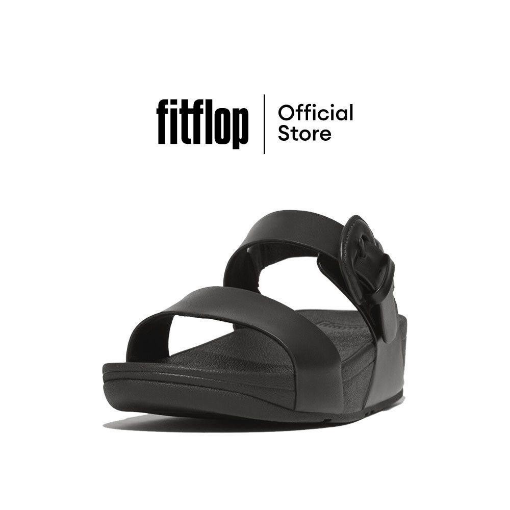 FITFLOP LULU COVERED-BUCKLE LEATHER รองเท้าแตะแบบรัดส้นผู้หญิง รุ่น HH1-001 สี BLACK
